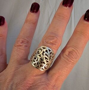 Sterling Silver Filigree Ring, Sz 8